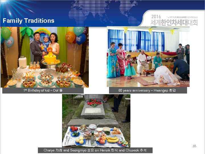 Family Traditions 1 st Birthday of kid – Dol 돌 60 years anniversary –