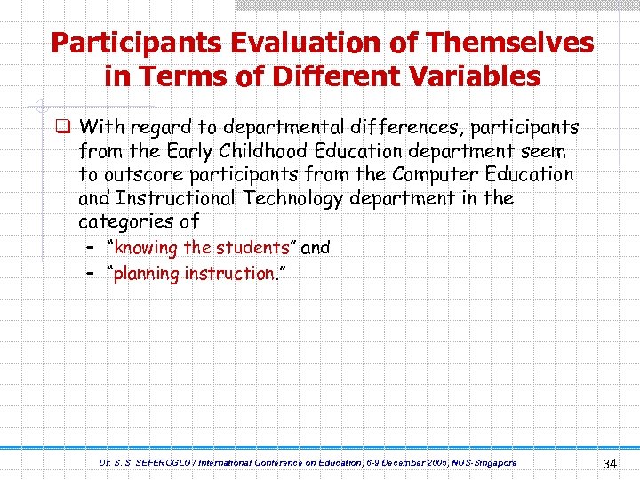 Participants Evaluation of Themselves in Terms of Different Variables q With regard to departmental