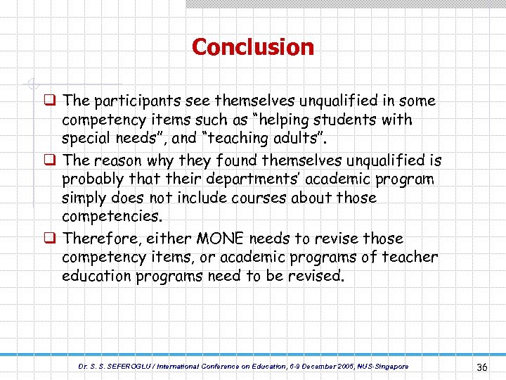 Conclusion q The participants see themselves unqualified in some competency items such as “helping