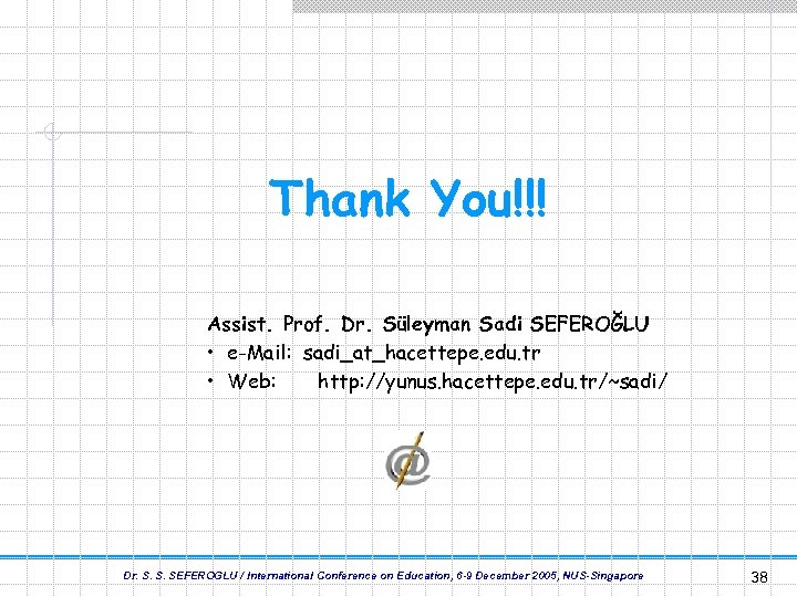 Thank You!!! Assist. Prof. Dr. Süleyman Sadi SEFEROĞLU • e-Mail: sadi_at_hacettepe. edu. tr •