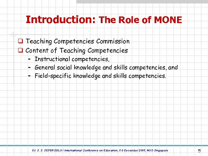 Introduction: The Role of MONE q Teaching Competencies Commission q Content of Teaching Competencies