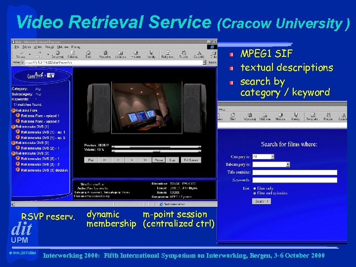 Video Retrieval Service (Cracow University ) MPEG 1 SIF textual descriptions search by category