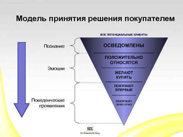 Модель принятия решения покупателем Познание Эмоции Поведенческие проявления 