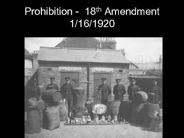 Prohibition - 18 th Amendment 1/16/1920 