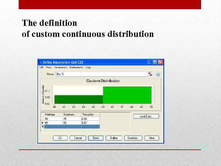 The definition of custom continuous distribution 