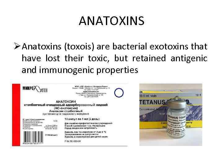 ANATOXINS Ø Anatoxins (toxois) are bacterial exotoxins that have lost their toxic, but retained
