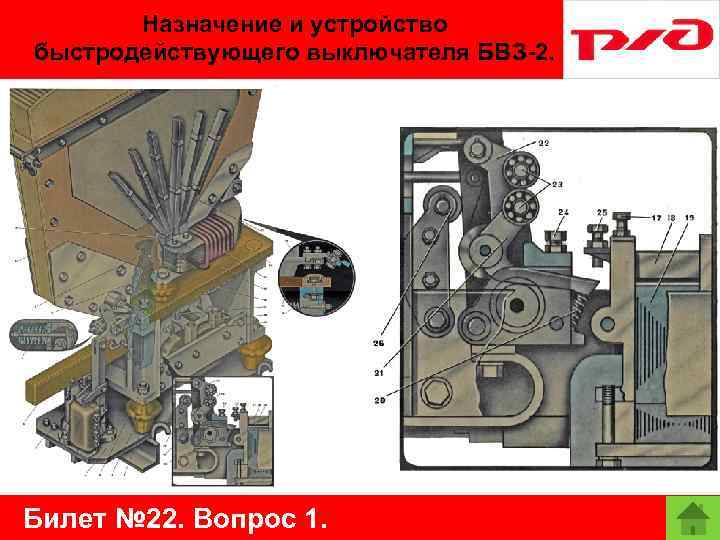 Назначение и устройство быстродействующего выключателя БВЗ-2. Билет № 22. Вопрос 1. 