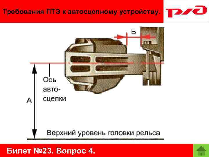 Требования ПТЭ к автосцепному устройству. Билет № 23. Вопрос 4. 