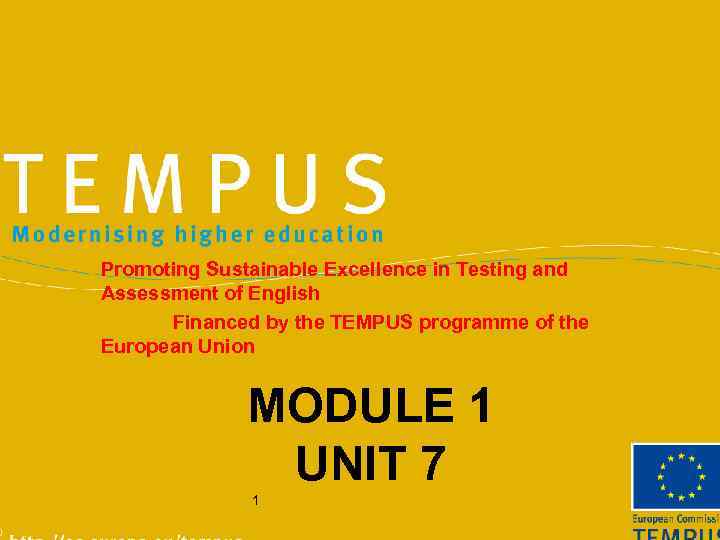 Promoting Sustainable Excellence in Testing and Assessment of English Financed by the TEMPUS programme