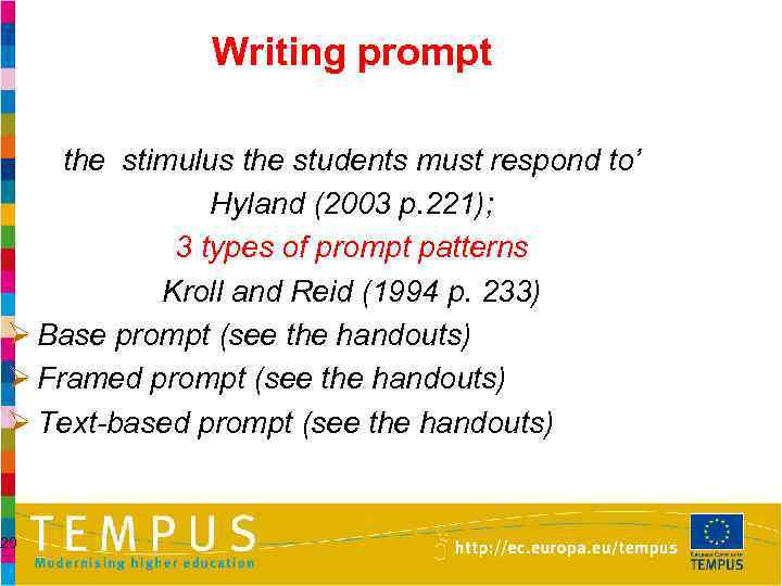 Writing prompt the stimulus the students must respond to’ Hyland (2003 p. 221); 3