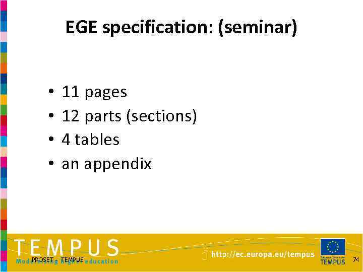 EGE specification: (seminar) • • 11 pages 12 parts (sections) 4 tables an appendix