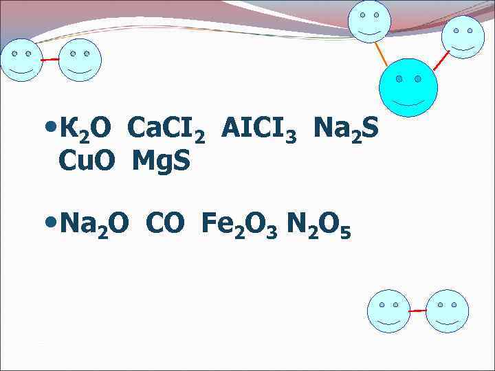  К 2 О Ca. CI 2 AICI 3 Na 2 S Cu. O