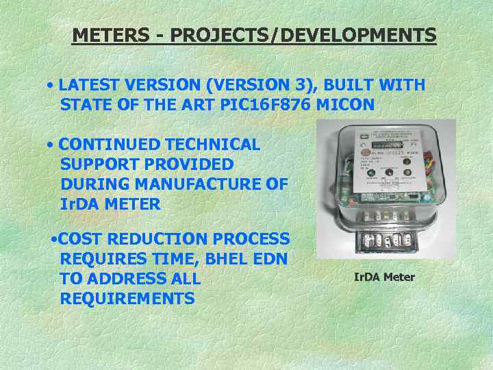 METERS - PROJECTS/DEVELOPMENTS • LATEST VERSION (VERSION 3), BUILT WITH STATE OF THE ART