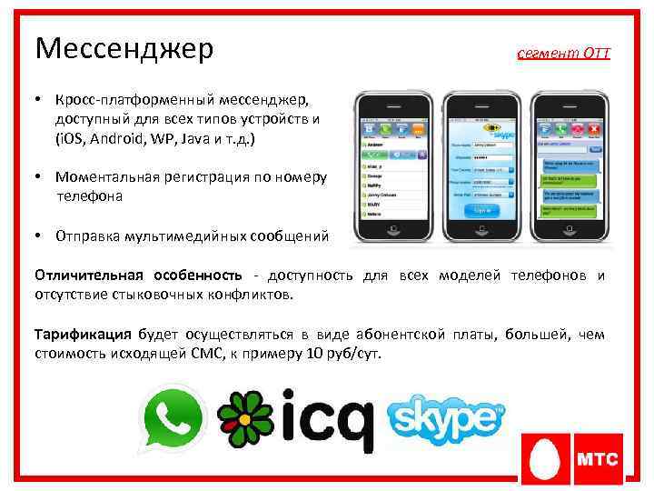 Мессенджер сегмент OTT • Кросс-платформенный мессенджер, доступный для всех типов устройств и (i. OS,