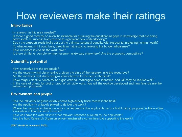 How reviewers make their ratings Importance · Is research in this area needed? ·