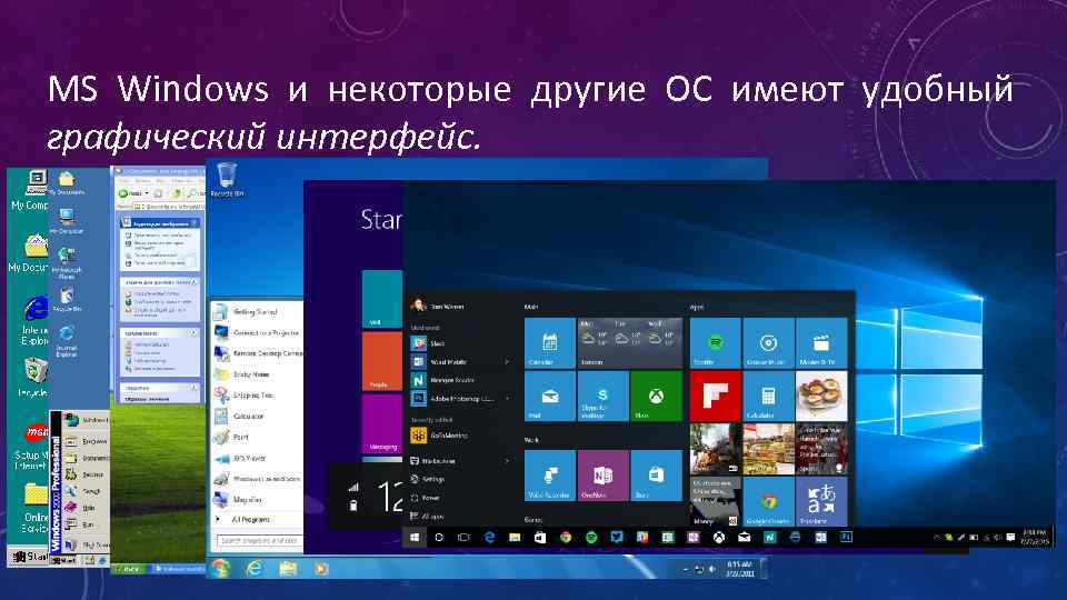 MS Windows и некоторые другие ОС имеют удобный графический интерфейс. 