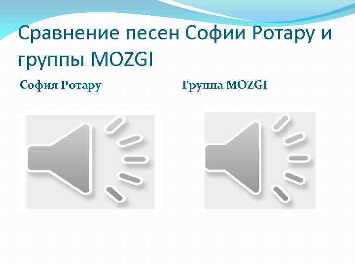 Сравнение песен Софии Ротару и группы MOZGI София Ротару Группа MOZGI 