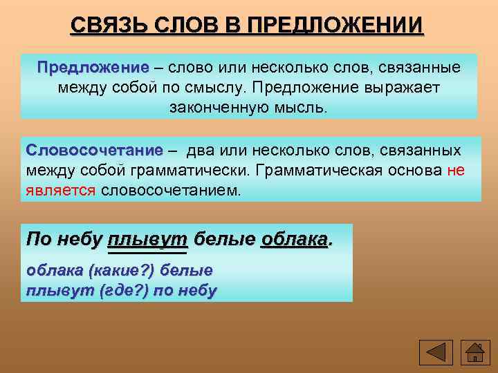 СВЯЗЬ СЛОВ В ПРЕДЛОЖЕНИИ Предложение – слово или несколько слов, связанные между собой по