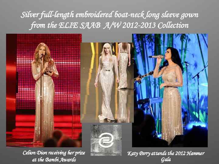 Silver full-length embroidered boat-neck long sleeve gown from the ELIE SAAB A/W 2012 -2013
