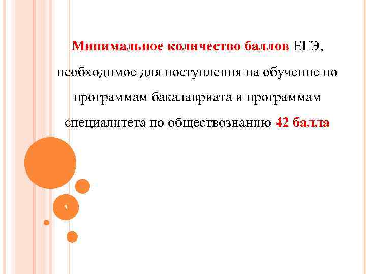 Минимальное количество баллов ЕГЭ, необходимое для поступления на обучение по программам бакалавриата и программам