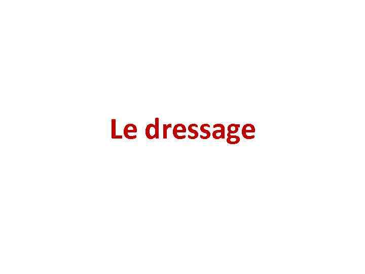 Le dressage 