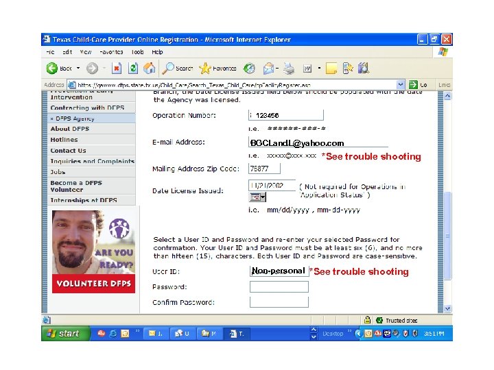 123456 BGCLand. L@yahoo. com *See trouble shooting Non-personal *See trouble shooting 