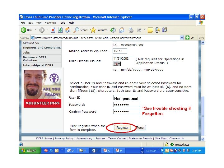 Non-personal *See trouble shooting if Forgotten. 