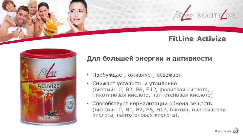 Fit. Line Activize Для большей энергии и активности • Пробуждает, оживляет, освежает! • Снижает