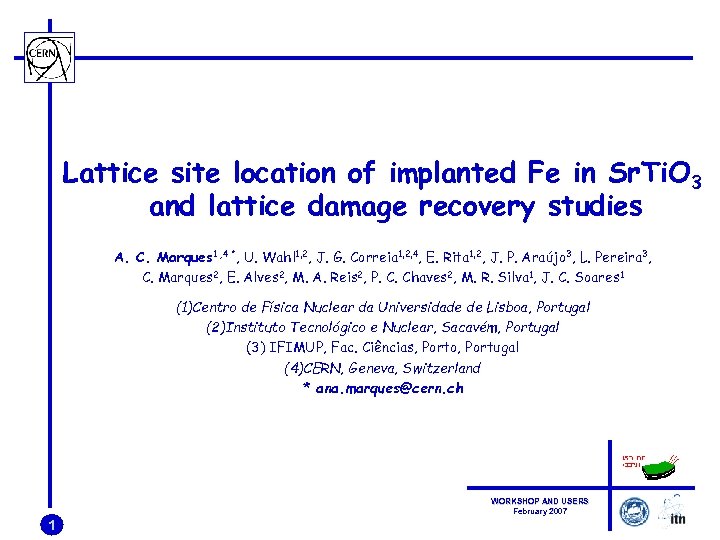 Lattice Site Location Of Implanted Fe In Sr