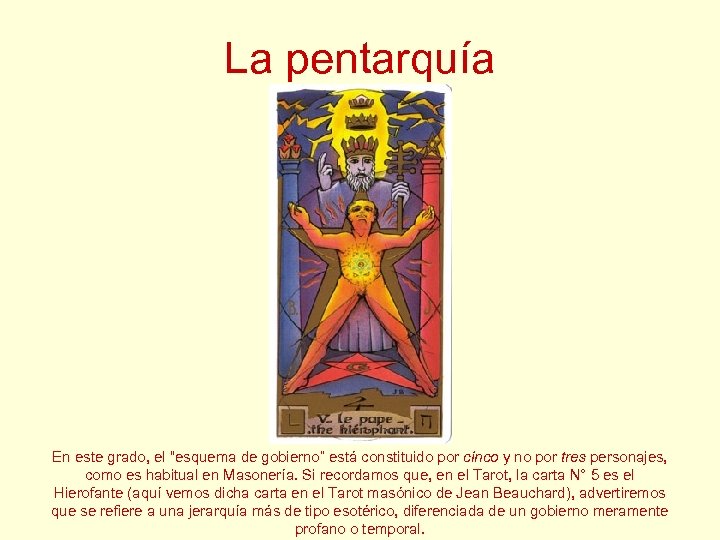 La pentarquía En este grado, el “esquema de gobierno” está constituido por cinco y