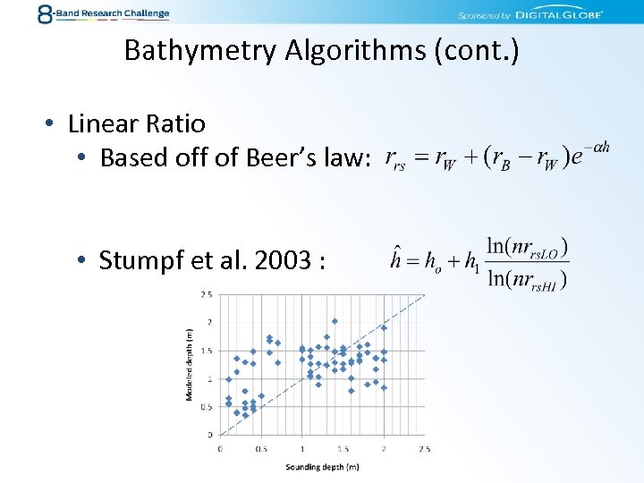 Bathymetry Algorithms (cont. ) • Linear Ratio • Based off of Beer’s law: •