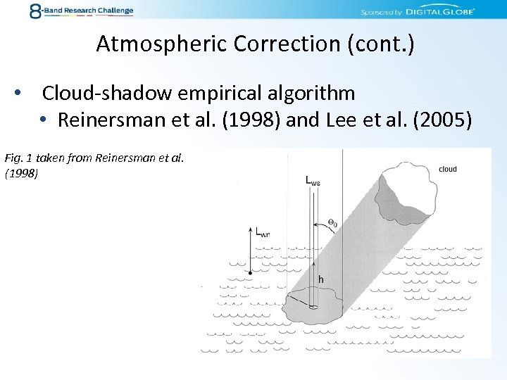 Atmospheric Correction (cont. ) • Cloud-shadow empirical algorithm • Reinersman et al. (1998) and