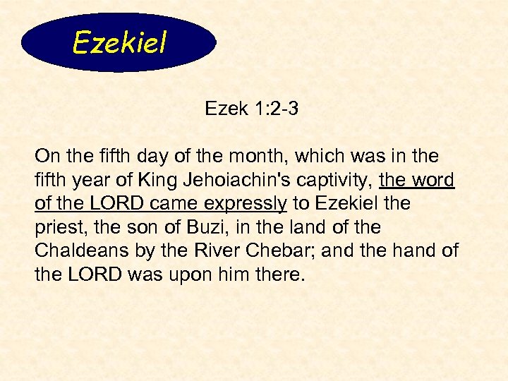 Ezekiel Ezek 1: 2 -3 On the fifth day of the month, which was