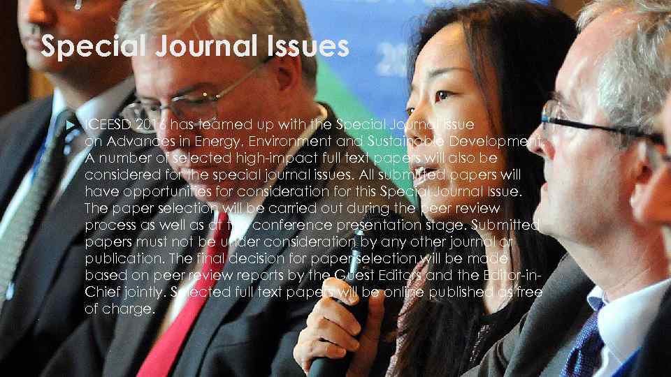 Special Journal Issues ICEESD 2016 has teamed up with the Special Journal Issue on