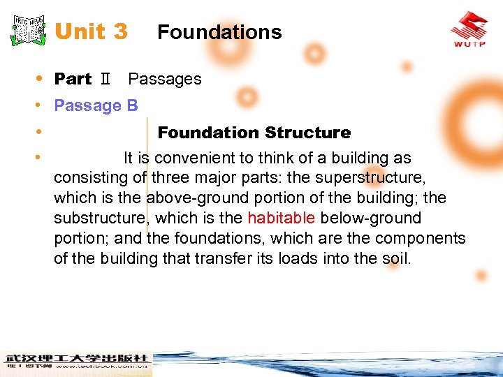 Unit 3 Foundations • Part Ⅱ Passages • Passage B Foundation Structure • It