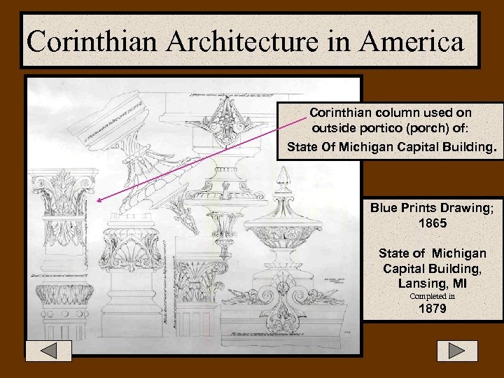Corinthian Architecture in America Corinthian column used on outside portico (porch) of: State Of