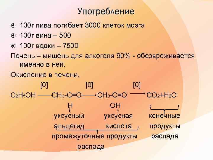 Употребление 100 г пива погибает 3000 клеток мозга 100 г вина – 500 100