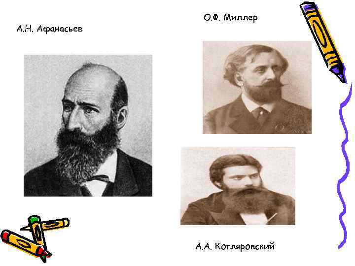 А. Н. Афанасьев О. Ф. Миллер А. А. Котляровский 