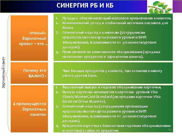 Синергия целей. Зарплатный проект. Привлечение на зарплатный проект. Преимущества зарплатного проекта. Каналы привлечения клиентов на зарплатный проект.