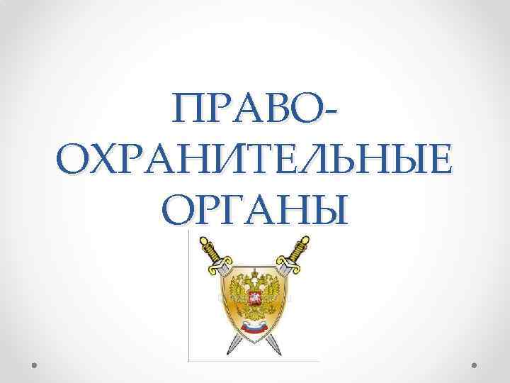 ПРАВООХРАНИТЕЛЬНЫЕ ОРГАНЫ 