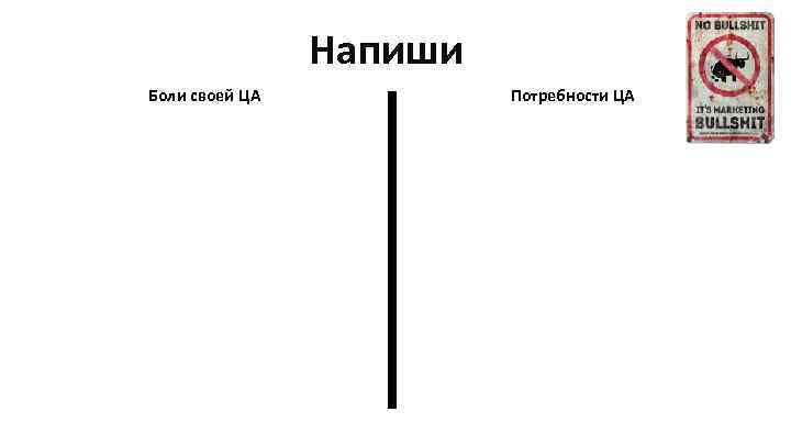 Напиши Боли своей ЦА Потребности ЦА 