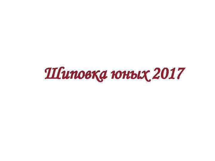 Шиповка юных 2017 