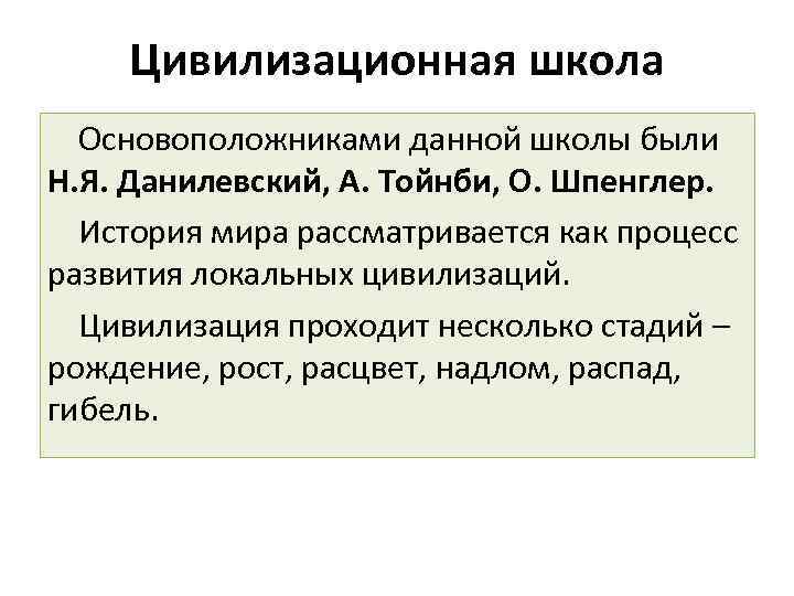 Цивилизационный подход данилевский шпенглер тойнби