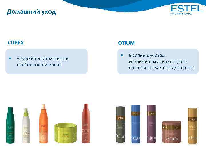 Домашний уход CUREX § 9 серий с учётом типа и особенностей волос OTIUM §