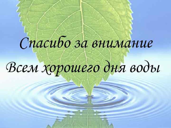 Спасибо за внимание Всем хорошего дня воды 