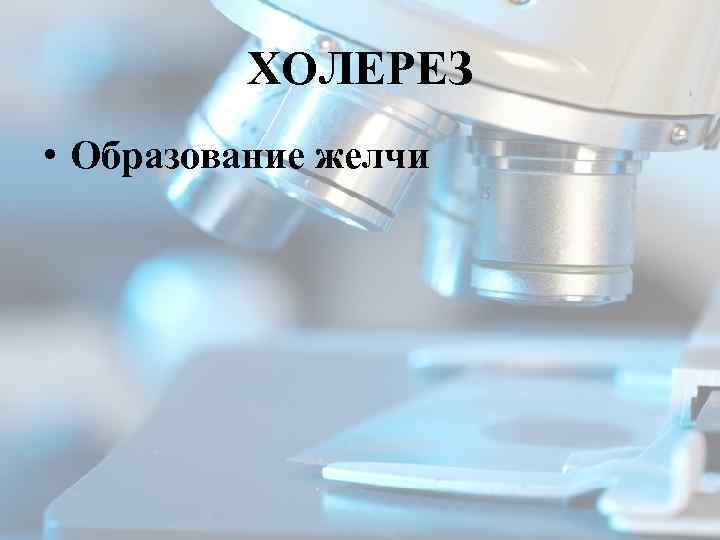 ХОЛЕРЕЗ • Образование желчи 