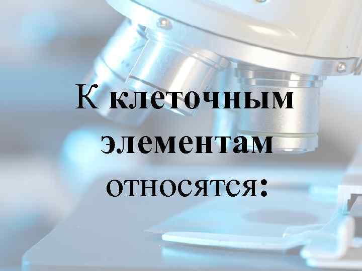 К клеточным элементам относятся: 
