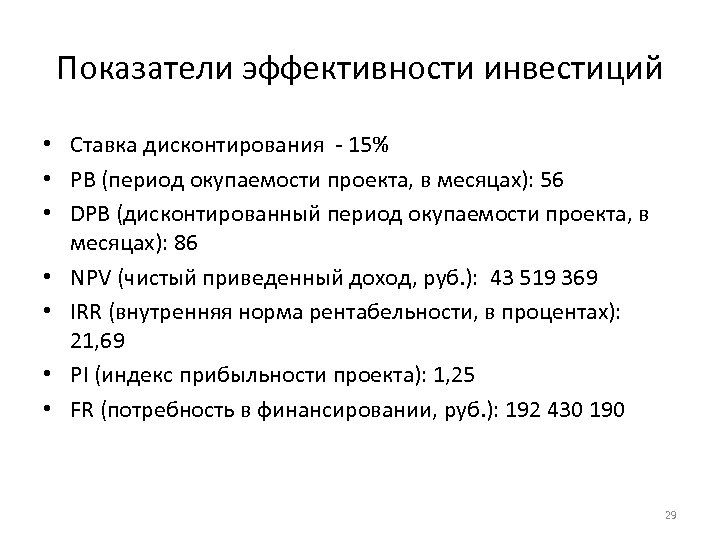 Коэффициент эффективности инвестиций проекта производства пищевой пленки в течение четырех лет без