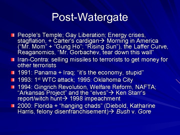 Post-Watergate People’s Temple; Gay Liberation; Energy crises, stagflation, + Carter’s cardigan Morning in America