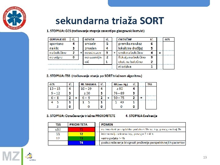 sekundarna triaža SORT 13 